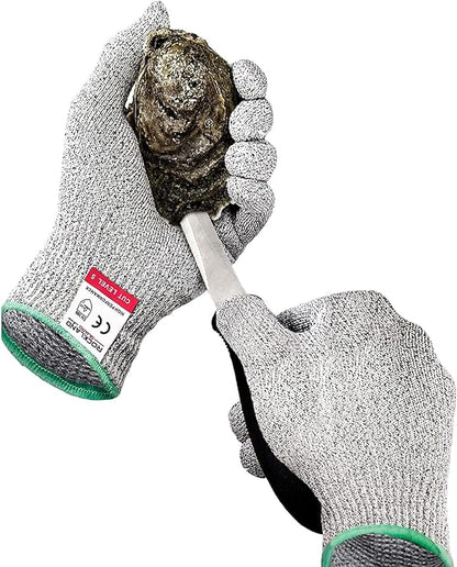 Rockland Guard Professional Oyster Shucking Kit - 3.5” Heavy Duty Stainless Steel Oyster Shucking Knife and Level 5 Cut Resistant Gloves, Clam Opener Shucker and Seafood Tool Gift Set, Extra Large