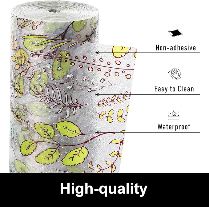 Cooyes Shelf Liners for Kitchen Cabinets, Refrigerator Liners Waterproof & Oil-Proof Kitchen Cupboard Liner Drawer Mats EVA Material Non Adhesive Fridge Liner for Shelves（23.6" W x 236" L）