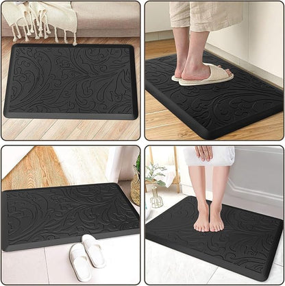 KMAT Kitchen Mat Cushioned Anti-Fatigue Waterproof Non-Slip Standing Mat Ergonomic Comfort Rug for Home,Office,Sink,Laundry,Desk 17.3" (W) x 28"(L),Black