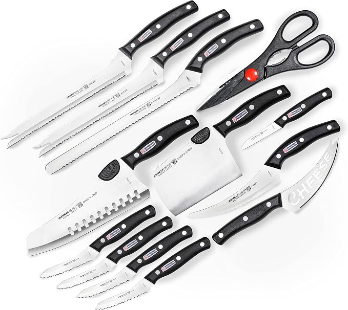 Miracle Blade World Class Professional Series 13 Piece Chef's Knife Collection - Ergonomic and Versatile Flash Forged Blades