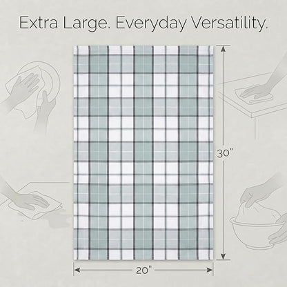 Urban Villa Kitchen Towels Set of 6 Majestic Checks Kitchen Towels 20X30 Inches 100% Cotton Highly Absorbent Kitchen Towels Premium Quality Ultra Soft Mitered Corners KitchenTowels