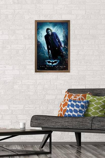 Trends International DC Comics Movie - The Dark Knight - The Joker - One Sheet Wall Poster, 14.725" x 22.375", Bronze Framed Version
