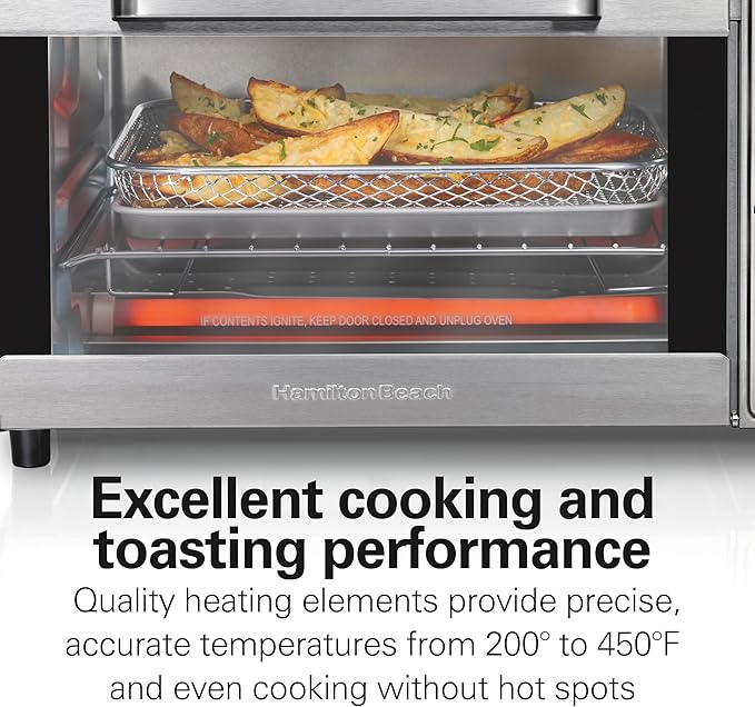 Hamilton Beach Sure-Crisp Air Fryer Toaster Oven Combo, Fits 9” Pizza, 4 Slice Capacity, Powerful Circulation, Auto Shutoff, Stainless Steel (31403)