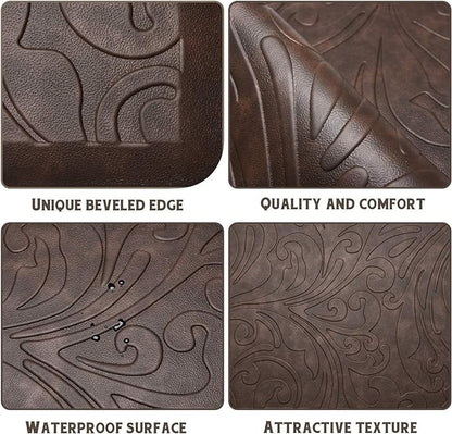 KMAT Kitchen Mat Cushioned Anti-Fatigue Floor Mat Waterproof Non-Slip Standing Mat Ergonomic Comfort Floor Mat Rug for Home,Office,Sink,Laundry,Desk 17.3" (W) x 28"(L),Brown