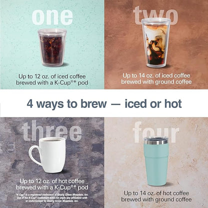 Hamilton Beach FlexBrew Advanced 4-in-1 Single Serve Hot & Iced Coffee Maker with Removable 45 oz. Water Reservoir, Use Pod Packs and Grounds, Fast Brewing, Kitchen Makeover Blue