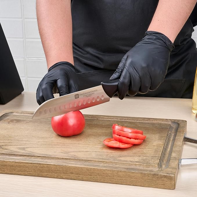 Restaurantware Sensei Back of the Haus - 7-inch Santoku Knife - Professional Chef's Kitchen Knife - Durable German Steel - Stain Resistant - With HACCP Coding For Food and Allergen Safety
