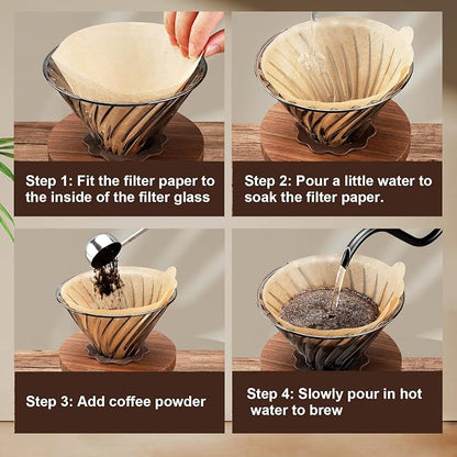 Mongdio Pour Over Coffee Maker, 20 oz High-Heat Borosilicate Glass Coffee Maker with 100pcs Paper Filters, Walnut Handle & Glass Lid, Drip Coffee Maker Set for Home Café Restaurant - 600ml, Gray