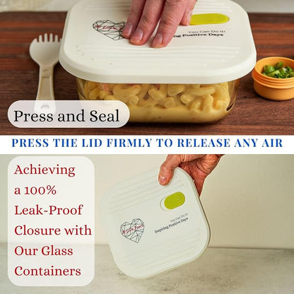Ai Love Peace Soup Container with Dual Lids,26 oz Borosilicate Glass Lunch Box | Leakproof Lid+ Microwave &Safe Freezer Lid, Stackable,Glass Meal Prep Food Storage,Perfect for Work & Soup Lovers Gift.