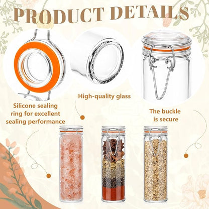 Norme 24 Pcs Glass Spice Jars with Airtight Lid, Leakproof Clamp Containers for Home Kitchen Herb Tea Seasoning Sugar Storage Containers(4 oz)