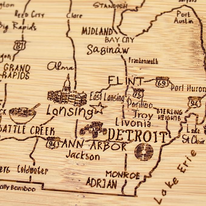 Totally Bamboo A Slice of Life Michigan State Serving and Cutting Board, 11" x 8.75"