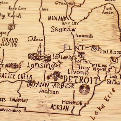 Totally Bamboo A Slice of Life Michigan State Serving and Cutting Board, 11" x 8.75"