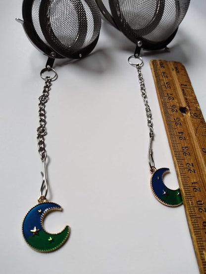 Tea Infusers for Loose Leaves with Blue Moon Charms Set of 2