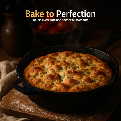 Utopia Kitchen Premium Cast Iron Skillets 12 Inch, Chef's Pan, PFAS-Free, Pre-Seasoned Frying Pan, Stovetop, Oven, Campfire and Grill Large Skillet, Even Heat Distribution Cast Iron Pan - Black