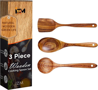 3 piece wooden utensil set premium cooking spoons wood cooking utensils teak wooden utensils set wood cooking utensils