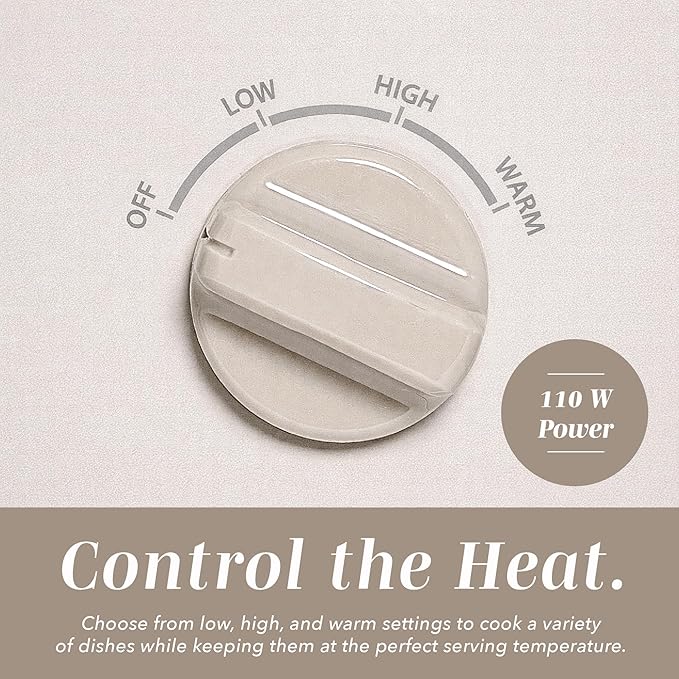 COOK WITH COLOR 2QT Mini Electric Round Slow Cooker - Adjustable Settings, Removable Stoneware Pot, Tempered Glass Lid, Dishwasher Safe, Cool-Touch Side Handles, Sand