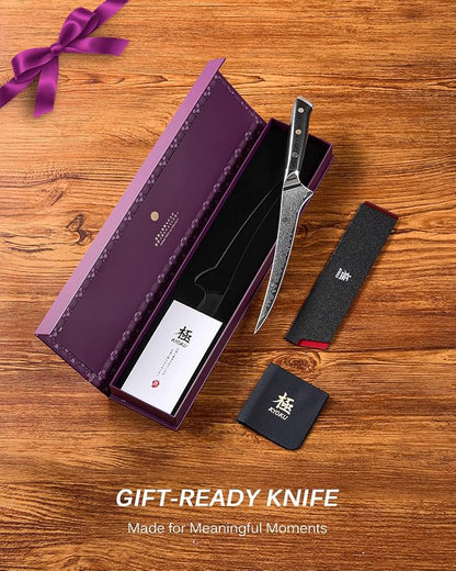 KYOKU 7" Japanese Damascus Fillet Knife for Fish, Filet Boning Knife for Fishing Skinning for Professional & Home Chefs,Ultra Sharp VG10 Full Tang Butcher Knife for Filleting Deboning Meat Cutting