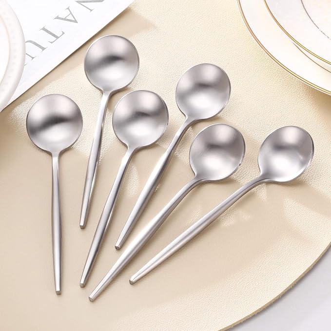 Coffee Spoons Set,Stainless Steel Teaspoons of 6,Espresso Spoons 5.11 inch,Demitasse Dessert Scoop,Small Tea Scoop Mini for Stirring,Matte Finish,Dishwasher Safe