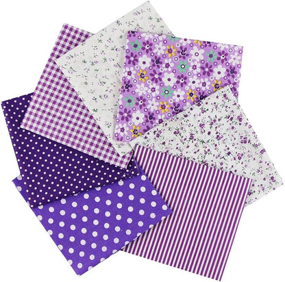 aufodara 7pcs Different Patterns Cotton Fabric Squares 50 x 50 cm DIY Craft Tissue Cloths Bundles for Sewing Quilting Scrapbooking Patchwork Handmade Arts (Purple)