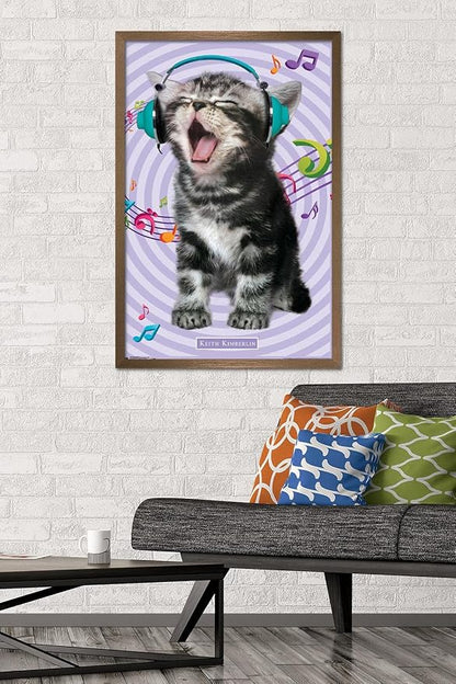 Trends International Keith Kimberlin - Kitten - Singing Wall Poster, 22.375" x 34", Bronze Framed Version
