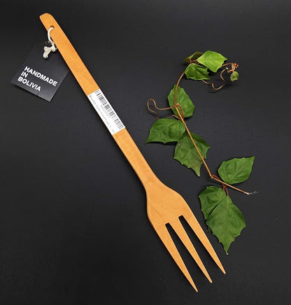 Wooden Cooking Serving Utensils High Heat Resistance - Handmade (Wooden Fork - Three Tines)