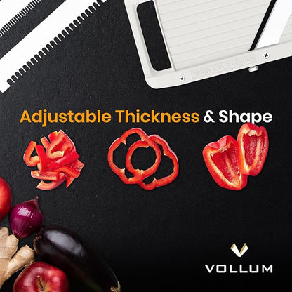 Vollum Japanese Mandoline Slicer – Professional Slicer Vegetable Cutter Japanese Mandoline Slicer for Kitchen with Interchangeable Stainless Steel Blades – Narrow Handheld Food Manual Slicer