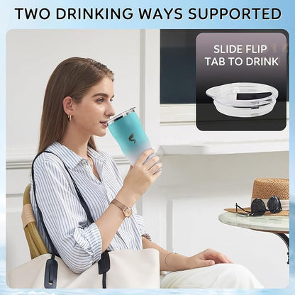 20Oz Insulated Tumbler With Straw And Lid, Stainless Steel Coffee Cup, Double Wall Vacuum Travel Mug,Spill proof Iced Coffee Tumbler,Outside Use,White Blue Tumbler