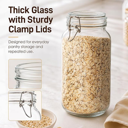 GOSCHE 78oz Glass Jars with Airtight Lids, 3 Pack Square Glass Storage Containers with Labels, Wide Mouth Borosilicate Glass Canisters, BPA-Free for Flour, Sugar, Rice, Pasta, Coffee