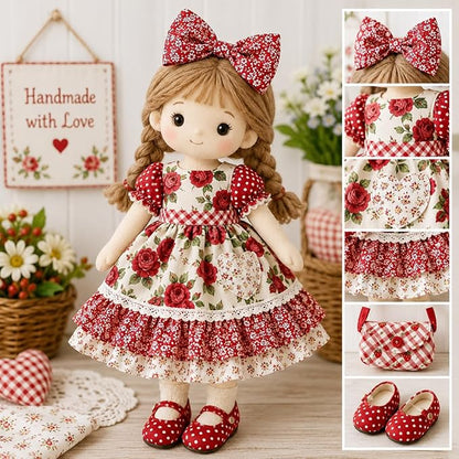 DMFR Red Floral Fabric Squares 5x5 Inch, 42 Pcs 100% Cotton Charm Packs for Quilting, Red and White Precut Quilt Squares for Patchwork, Sewing, Doll Clothes, Scrapbooking and DIY Crafts