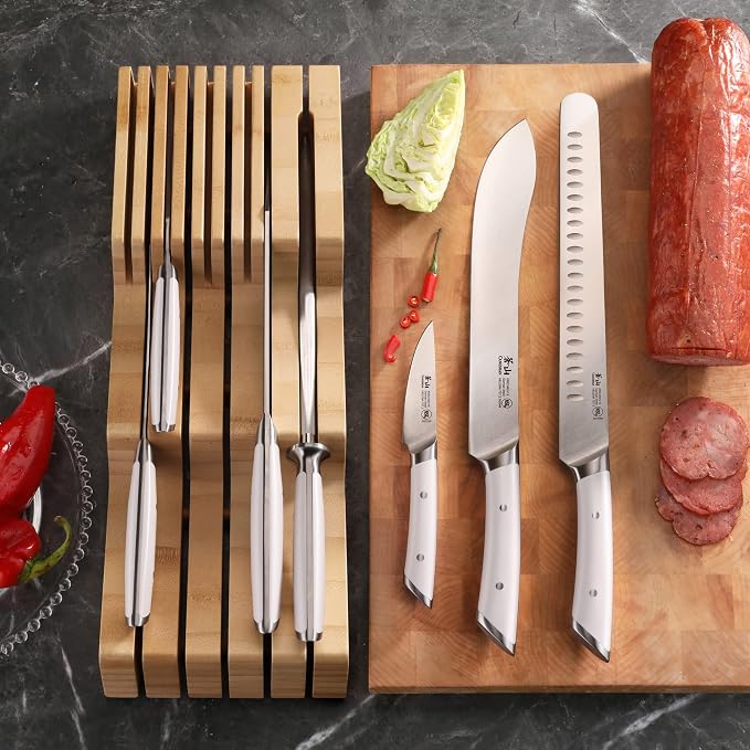 Cangshan HELENA Series German Steel Forged BBQ Knife Set (White, 8-Piece In-Drawer Set)