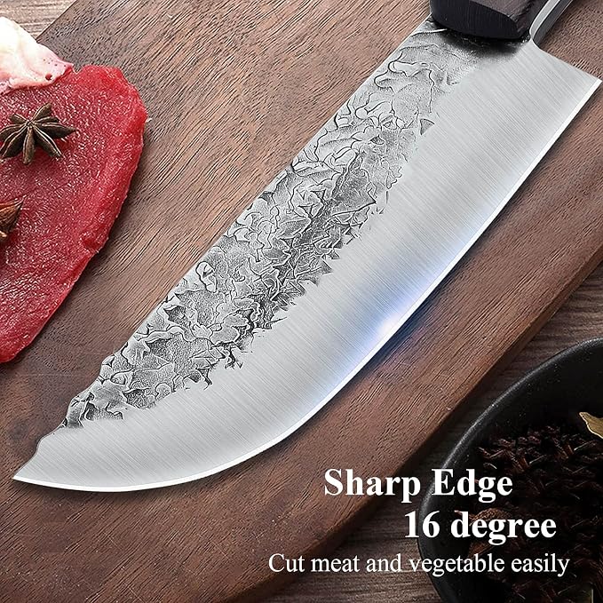 DRAGON RIOT Hand Forged Butcher Knife Cleaver 7.5 Inch High Carbon Steel Meat and Vegetable Cleaver Knife Full Tang Sharp Chef Knife for Kitchen Camping and BBQ
