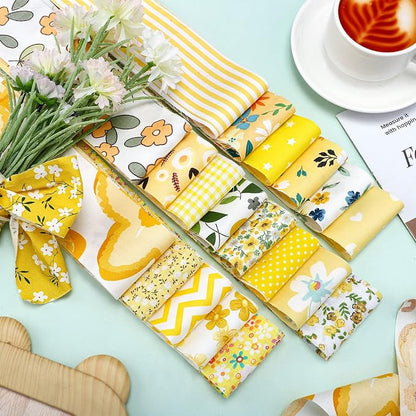Kingdder Jelly Fabric Quilting Strips, Patchwork Roll 2.55 Inch Roll up Cotton Patchwork Jelly Fabric Craft for Quilters and Sewing DIY Crafts(Yellow Flower)