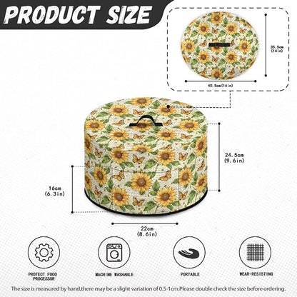 Sunflower Butterflies Slow Cooker Crock for Pot Cover Fits 6 7 8 qt Oval Slow Cooker Small Appliance Protection Cover with Pocket Kitchen Accessories Decor