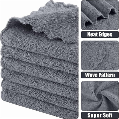 Kitinjoy 24 Pack Kitchen Cloths Dish Towels (7" x 9", Grey), Super Soft and Absorbent Dish Cloths, Nonstick Oil Fast Drying Coral Velvet Microfiber Cleaning