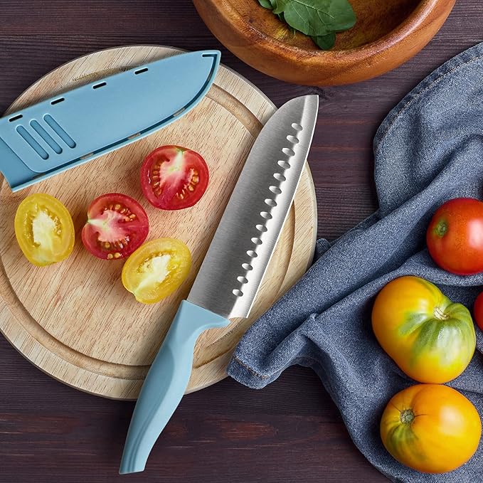 Dsmile 7 Inch Chef's Knive Sets Paring knives Japanese Chefs Knife Fruit and Vegetable Knife Stainless Steel Kitchen Utility Knives with Blade Guards(1 Pcs)