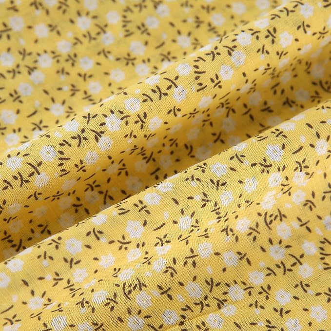 7 pcs 20" x 20" Cotton Fabric DIY Making Supplies Quilting Patchwork Fabric Fat Quarter Bundles DIY for Quilting Cotton Patchwork Cushions (Small Flower, 20" x 20")