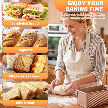 2 PCS Pullman Loaf Pan with Lid, 2.2 lb & 1 lb Dough Capacity, Nonstick Carbon Steel Sandwich Bread Pans with Covers for Homemade Sourdough Baking