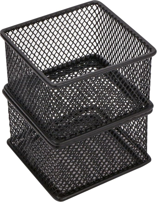Annova Mesh Stackable Drawer Cabinet and Shelf Organizer Bins Storage Basket School Office Supply Holder Tray- Set of 2 (Black, 3x3x2 Inch)