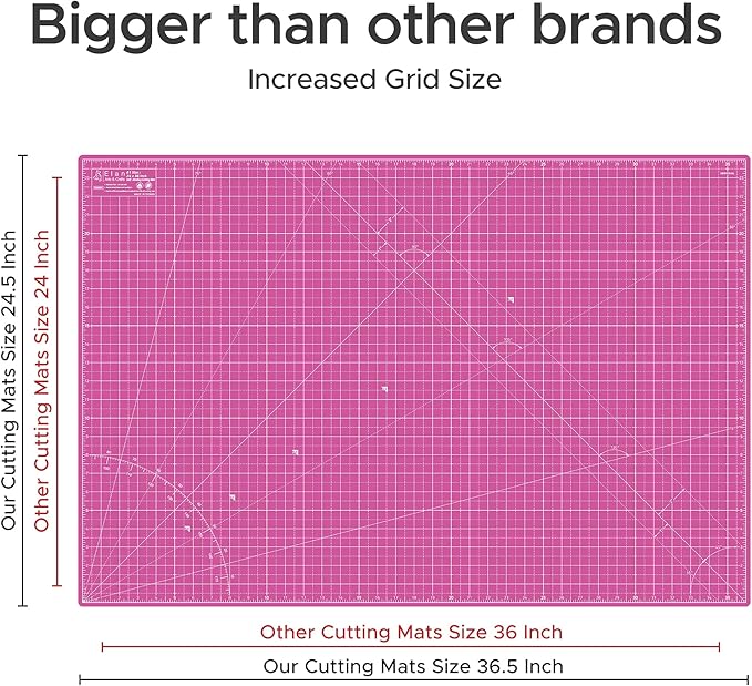 Elan Cutting Mat A1 Pink & Purple, Large Self Healing Cutting Mat 24 x 36 Inch, 5-Ply Craft Board Pink, Hobby Board for Crafts 24x36 Inch