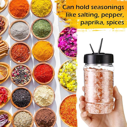 Mimorou 30 Pack Plastic Spice Jars with Shaker Lids Clear Seasoning Containers Spice Bottles for Kitchen Storing Spice Herbs Seasoning Powders (Oval Shape,12.2 oz)