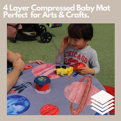 Splat Mat for Baby – Under High Chair Floor Mat Protects Wood, Vinyl and Carpet from Spills – Waterproof 4 Layer Baby Mat with Anti-Skid Backing Deters Bunching and Sliding (51” x 51”)