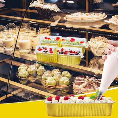 100Pack Gold Mini Cake Pans With Lids, 6.8 Oz Loaf Pans With Lids, Baking Cups Muffin Tins,Disposable Baking Pans Holders For Brownie Cake Bread