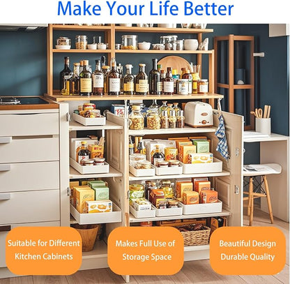 Pull Out Cabinet Organizer with Slide Out Drawers, Under Sink Organizer for Kitchen & Bathroom, White, Small Sizes