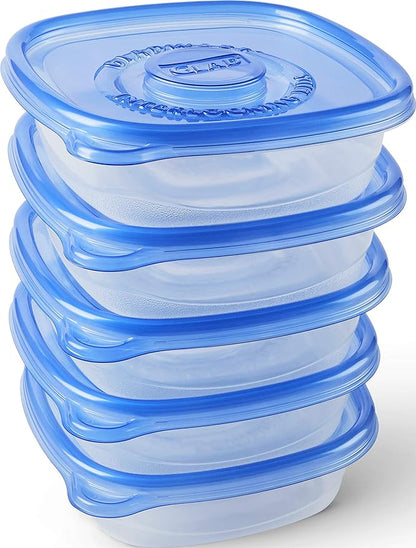 GladWare Entree Food Storage Containers, Medium Square Holds 25 Ounces of Food, 5 Count Set | Tupperware, Plastic Food Container, Meal Prep Container, Plastic Containers with Lids
