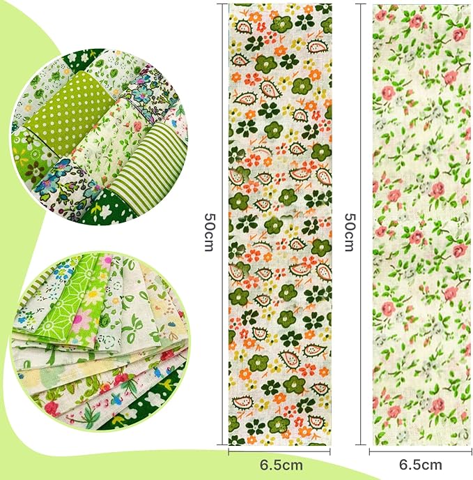 80 Pcs Jelly Roll Fabric Strips for Quilting Sewing,2.6 Inch Precut Cotton Floral Fabric Strips Bundles, Perfect DIY Sewing Supplies Green