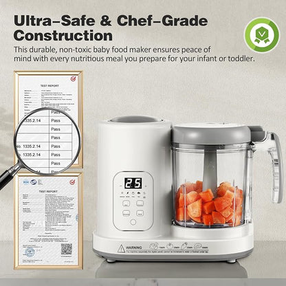 Baby Food Maker Pro Steamer Blender: 4 in 1 Auto Steam Blend and Puree Maker with Self-Clean for Healthy Baby and Toddler Meal Prep - BPA-Free