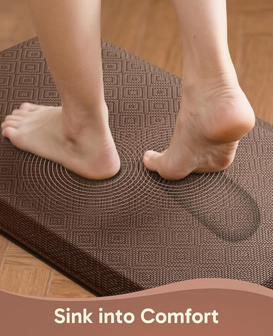Ophanie Kitchen Mats for Floor, 1/2 Inch Thick Kitchen Rugs, 20x32 Anti Fatigue Standing Cushioned Mat, Waterproof,Comfort Ergonomic Mat for Office, Home, Sink, Brown Non-Slip Bottom
