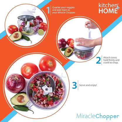Kitchen Home Manual Food Chopper - 5 in 1 Miracle Chopper, Salsa Maker, Blender, Slicer, Shredder and Julienne – As Seen on TV Manual Food Processor