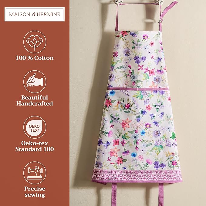 Maison d' Hermine 100% Cotton Apron for women with Pocket Kitchen Chef Apron for Men Cooking Spring Summer