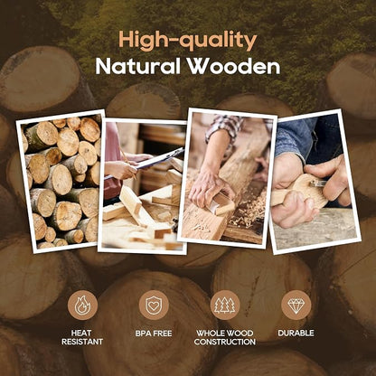 KLYRO 5 PCS Wooden Spatula Set, Natural Teak Wooden Spoons for Cooking, Nonstick Cookware Safe Kitchen Utensils Set, Durable & Elegant Cooking Utensils Gift Set