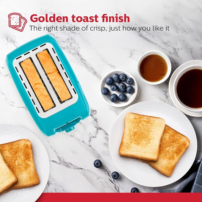 Holstein Housewares 2-Slice Toaster with 7 Browning Settings, Extra-Wide Slots, Reheat, Defrost, Cancel, High-Lift Release, Removable Crumb Tray – Compact Stainless Steel, Teal